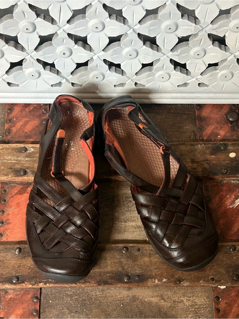 Baretraps Farrell Brown Woven Strappy Comfort Shoes Women’s 7.5M
